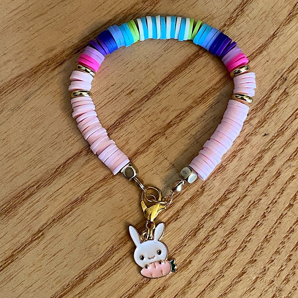 Handmade kids heishi charm bracelet